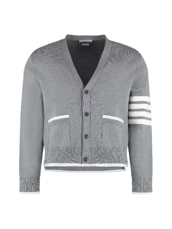 4-Bar V-Neck Patch Pocket Cardigan