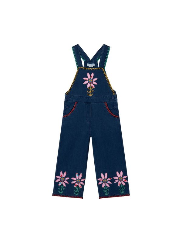 Flower Embroidery Denim Jumpsuit