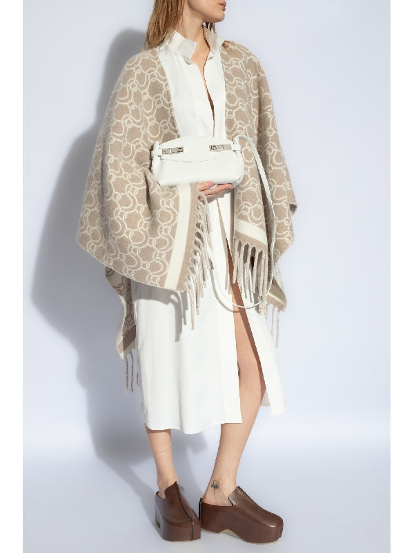 Gancini Pattern Wool Cape