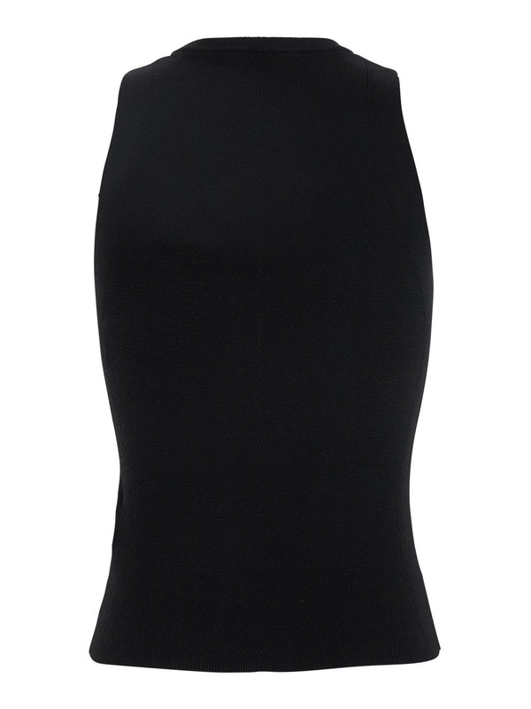 'M-Caddix' Black Top with Oval D Logo Plaque on the Front in Viscose Blend Woman Knitted