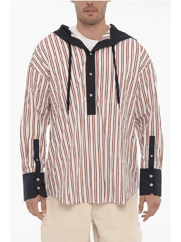 Stripe Hooded Overshirt
