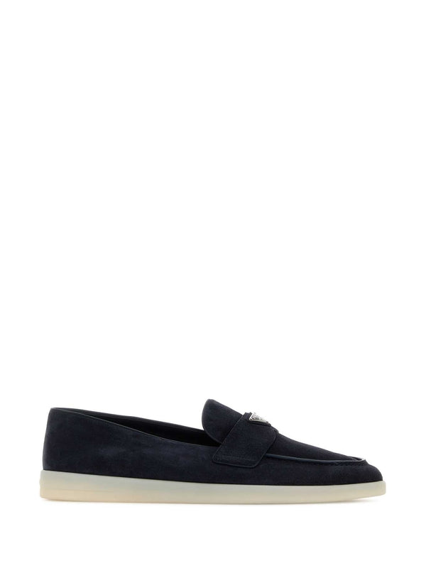 Triangle Logo Suede Leather Loafers