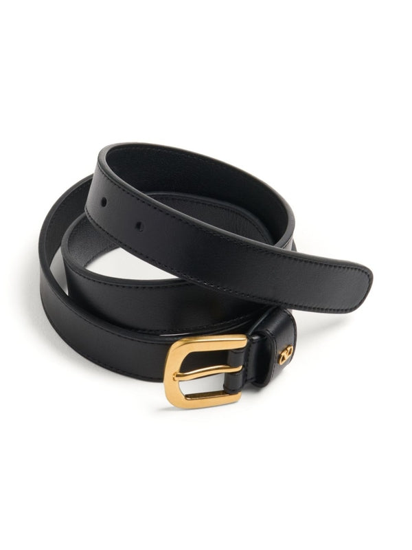 V Logo Leather Belt