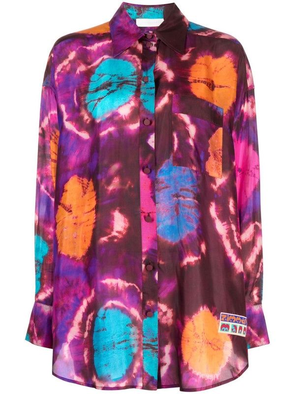 Acadian Tie-Dye Printed Silk Shirt