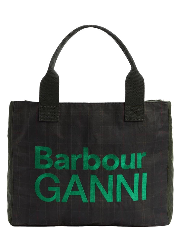 GANNI Logo Printing Cotton Tote Bag