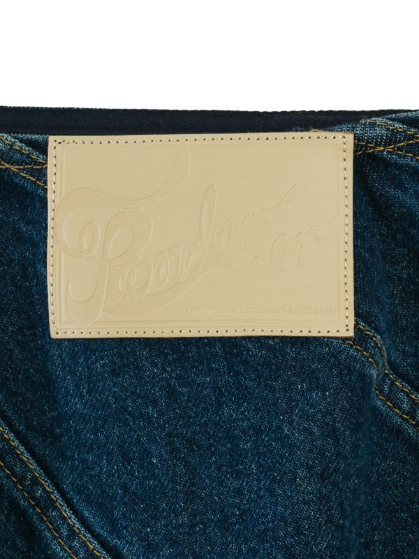 Fringe Gathering Denim Midi Skirt