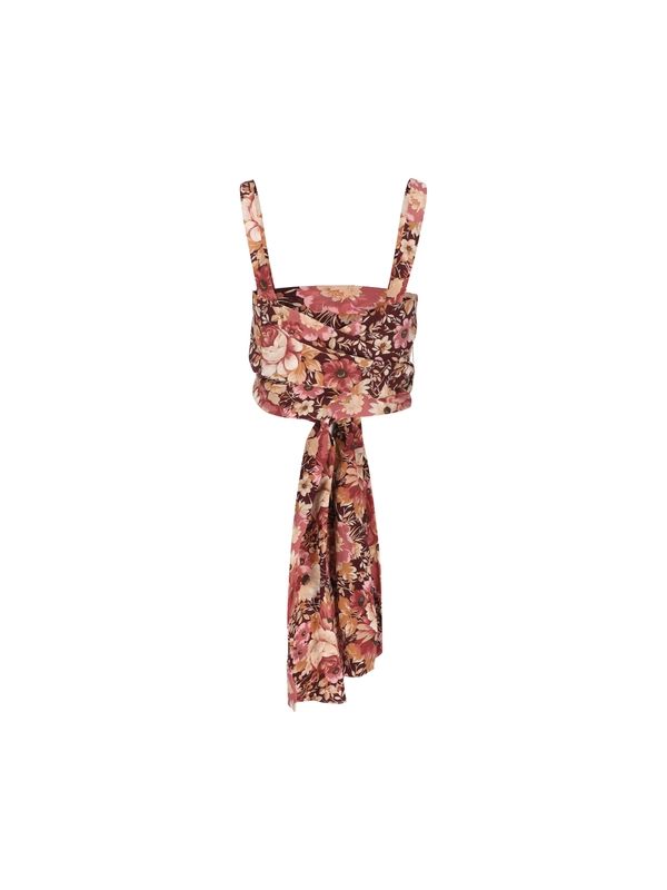 Allover Flower Printed Silk
  Sleeveless Top