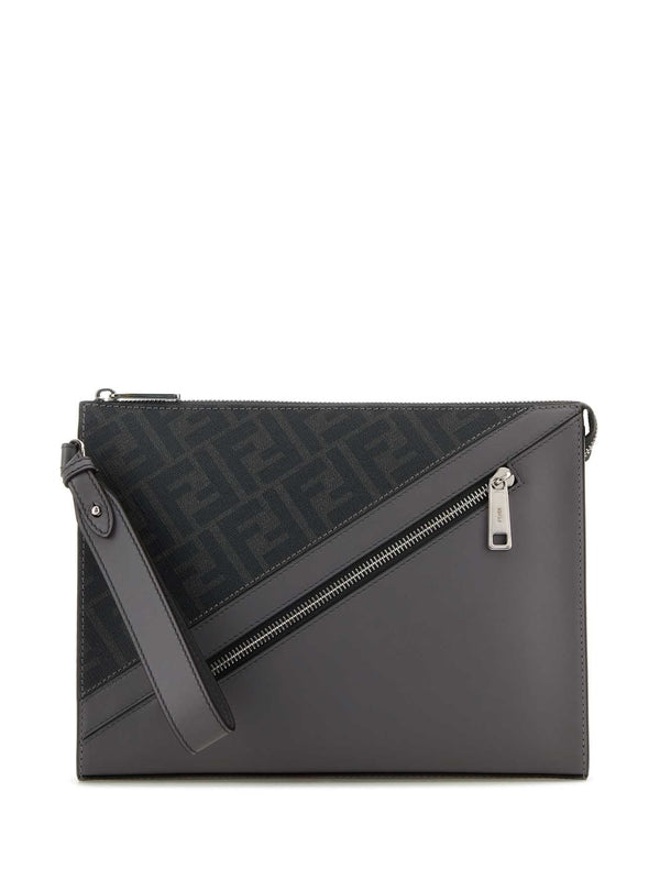 FF Leather Fabric Clutch