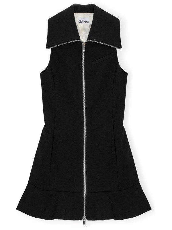 Zipper Sleeveless Mini Dress