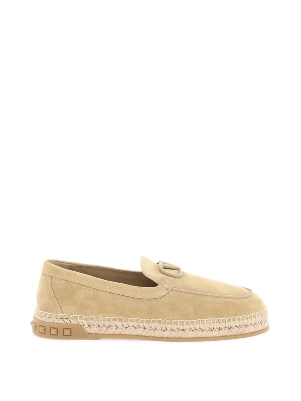 V Logo Suede Espadrilles