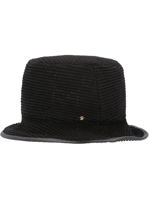 Black Cotton Knit Bucket Hat