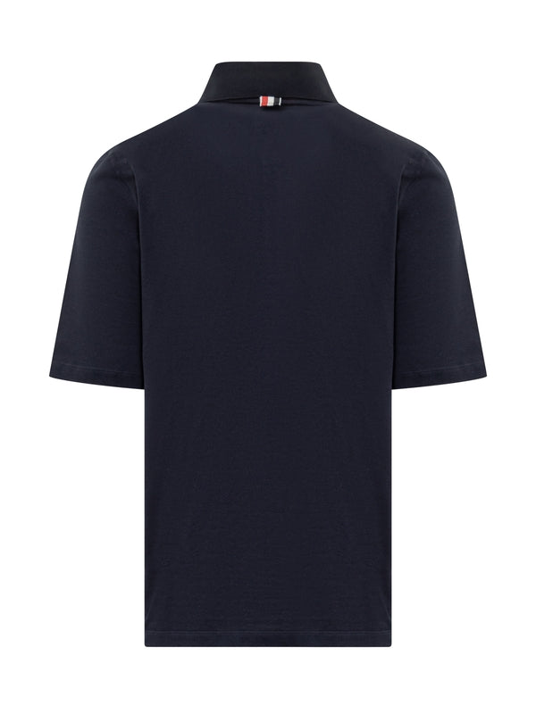 4-Bar Color Panel Cotton Polo Shirt