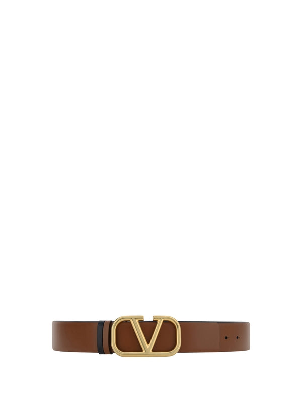 V Logo Reversible Leather Belt