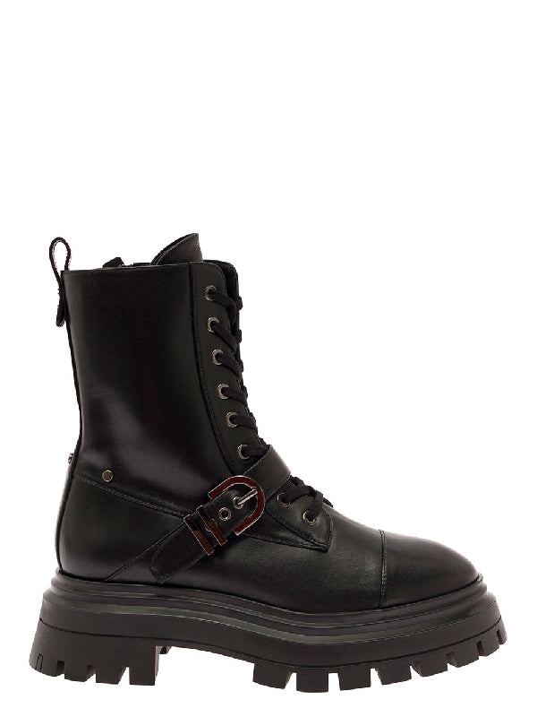 Maverick Buckle Lace-Up Boots