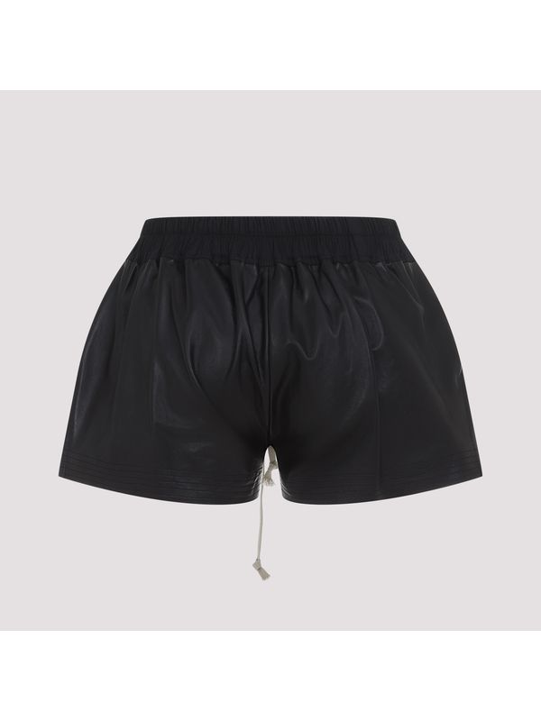 Asymmetric Pocket Detail Leather Shorts