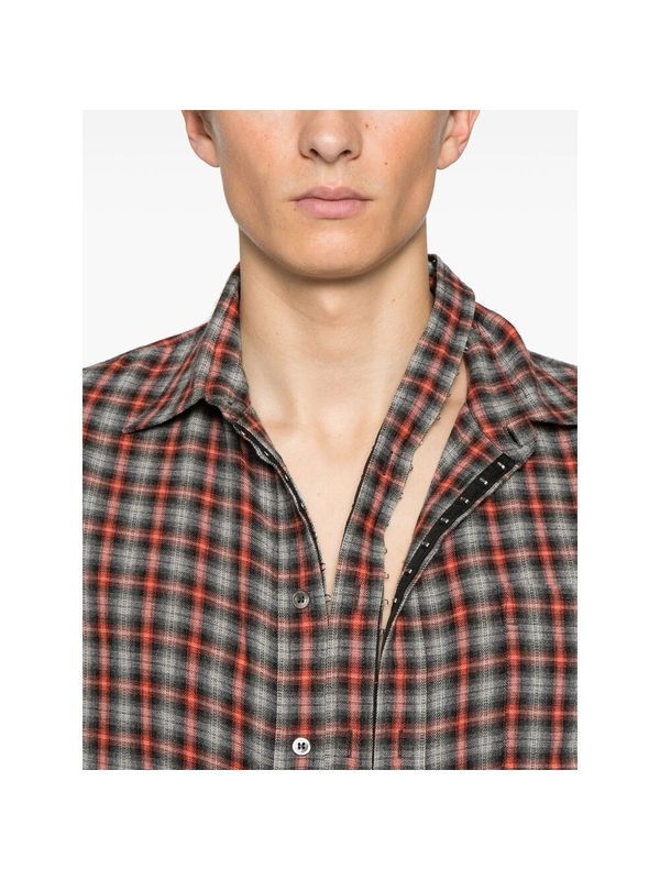 Evergreen Check Pattern Cut-out Shirt
