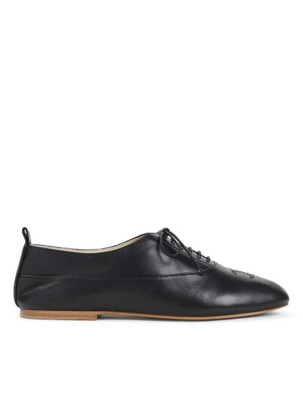 Triomphe Lise Black Leather Loafers