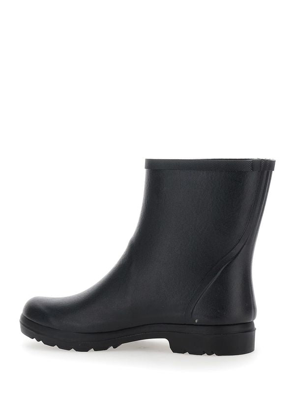 Black Ankle Boots with Triomphe on the Side in Leather Woman Ankle Boots