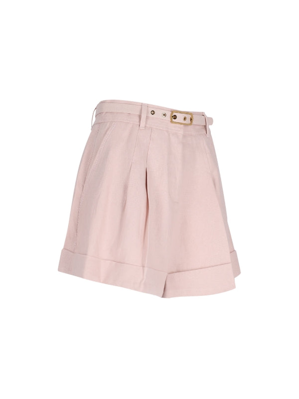 Belted Linen Shorts