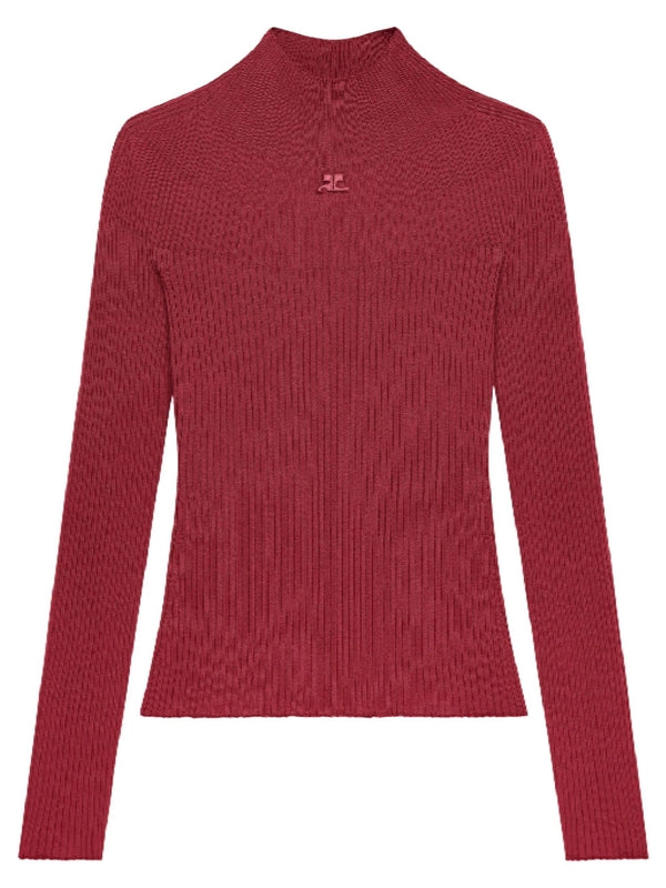 Logo High Neck Rib Knit