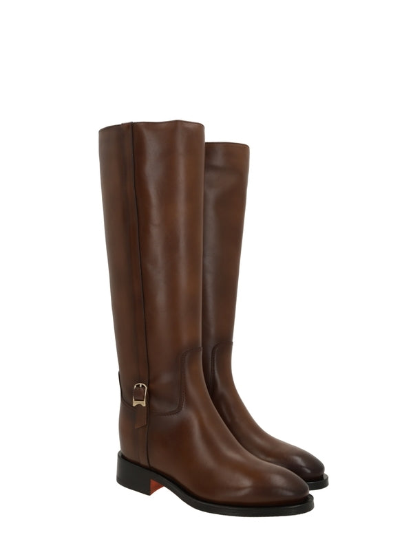 Santoni Brown High Boots