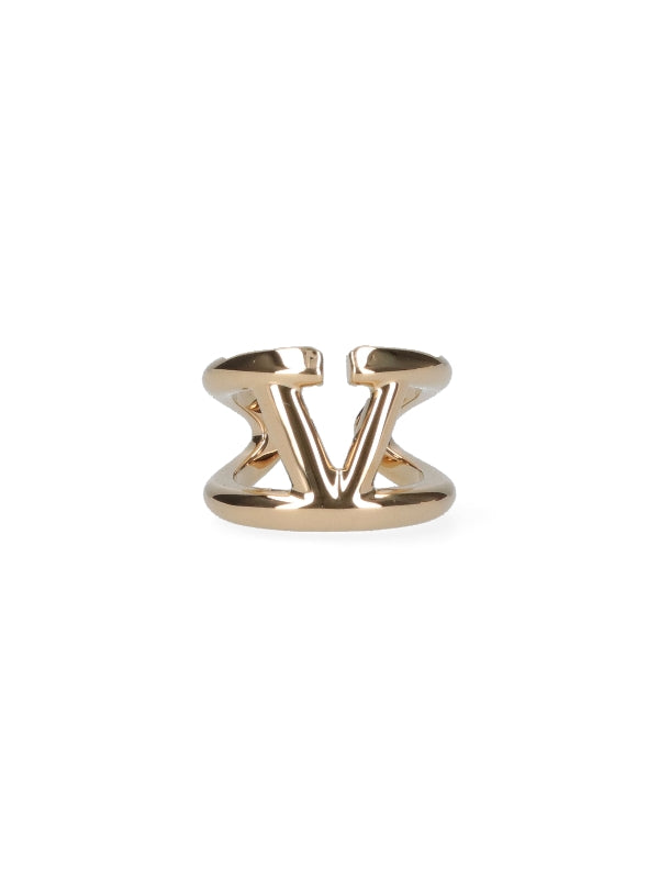 V Logo Gold Tone Ring