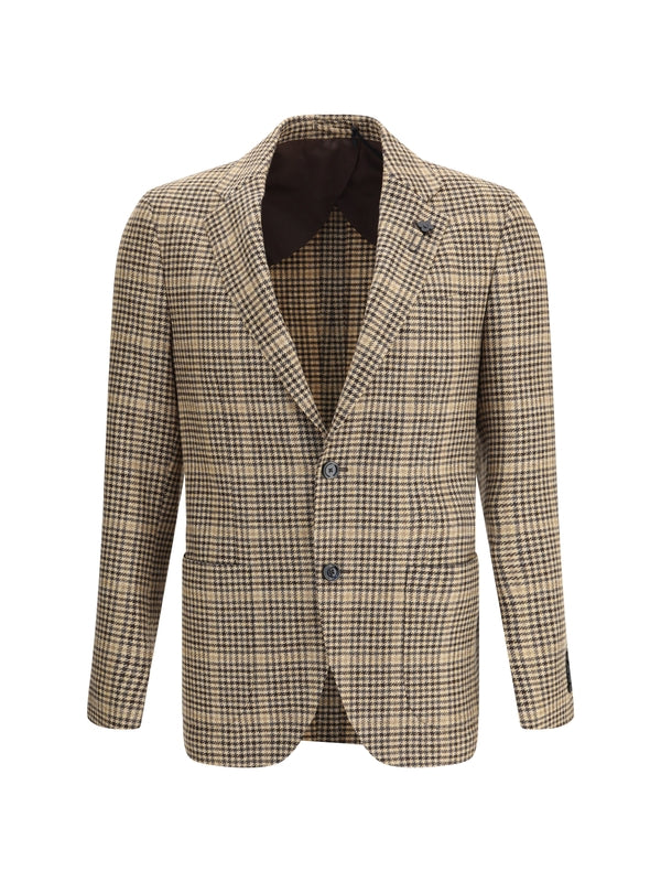 Lardini Beige Checked Tailored Jackets