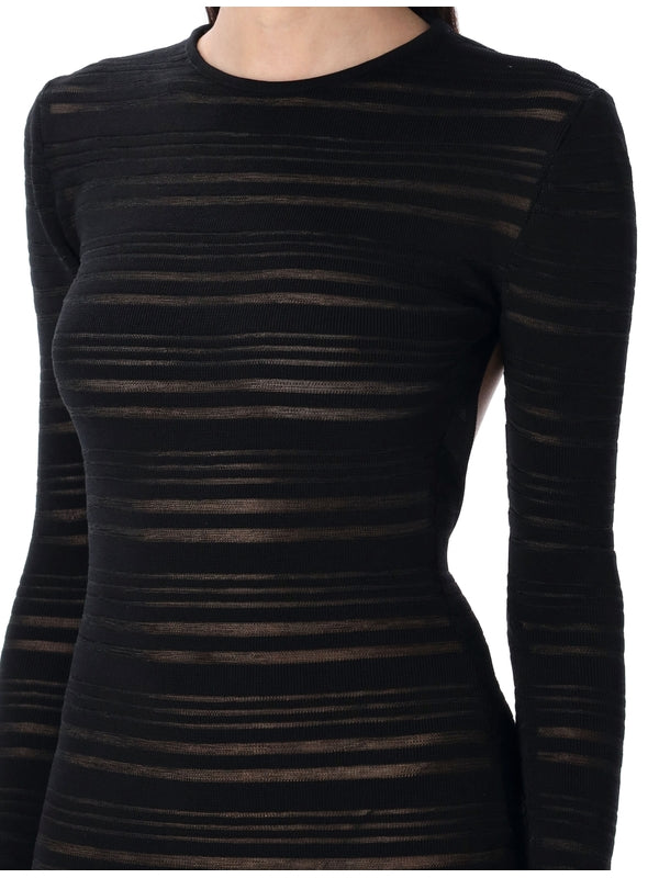 Stripe Sheer Long Dress