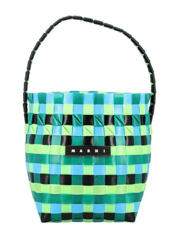 Logo Patch Check Pattern Tote Bag