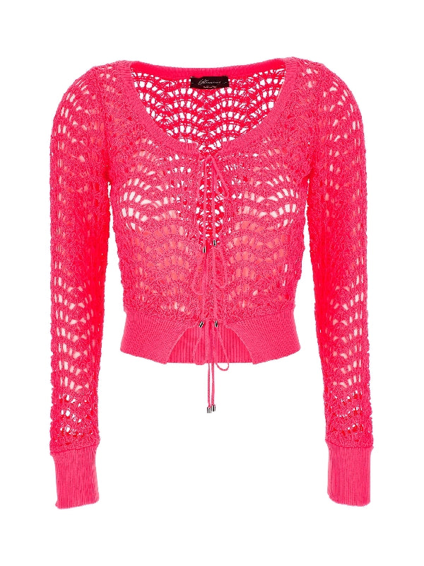 Front Tie Openwork Cardigan