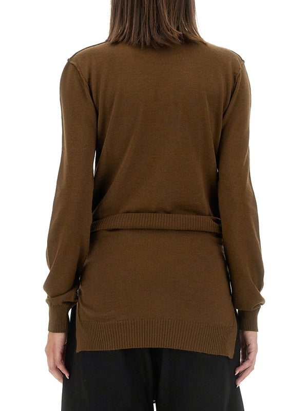 Brown Crewneck Wool Blend Knit