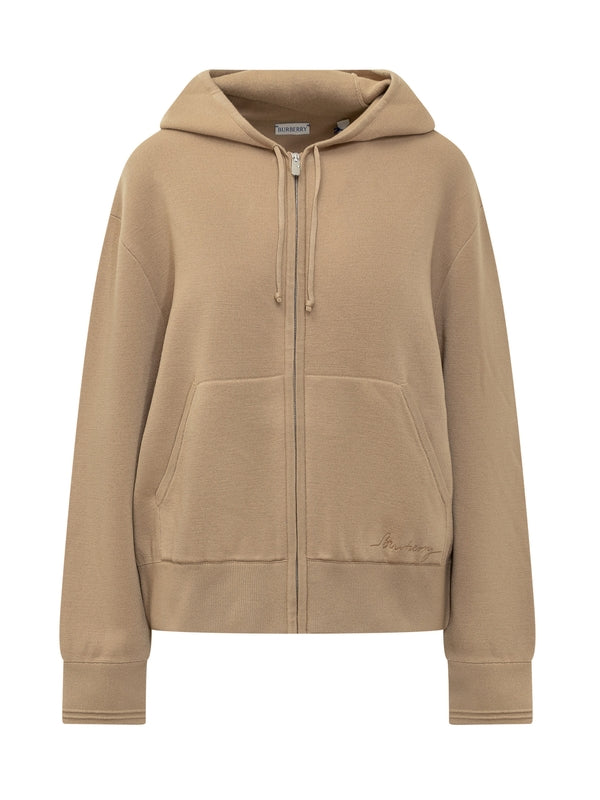 Wool Blend Hooded Zip-Up
