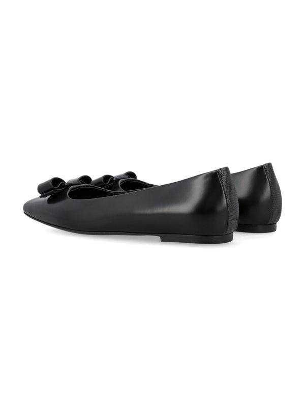 FERRAGAMO - Vara Bow Leather Flat Shoes - Jente