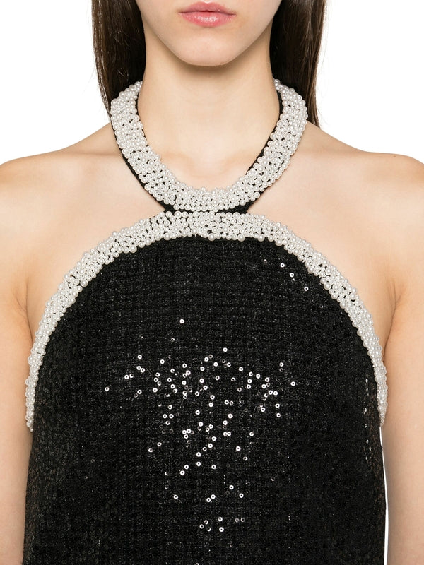 Allover Sequin Detail
  Halterneck Mini Dress