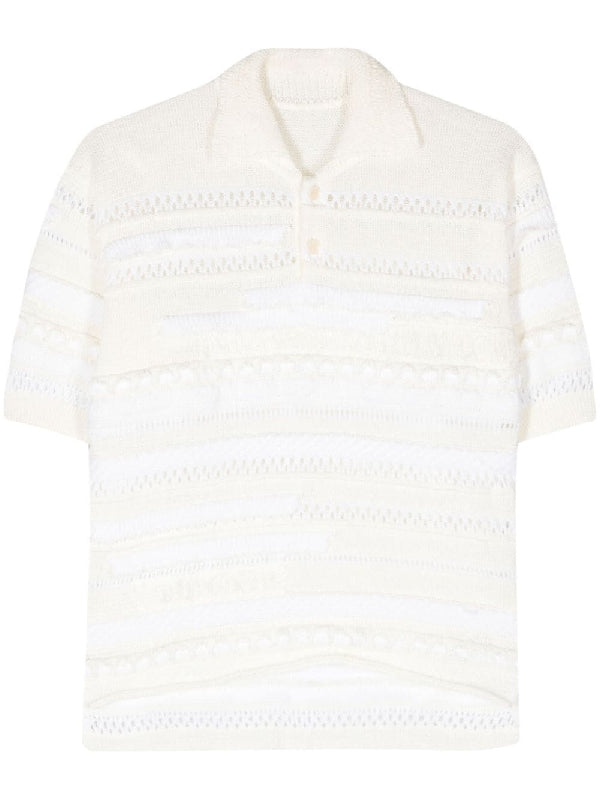 Crochet Stripe Polo Knit