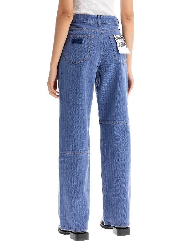 GANNI - Back Logo Striped Denim Pants - Jente