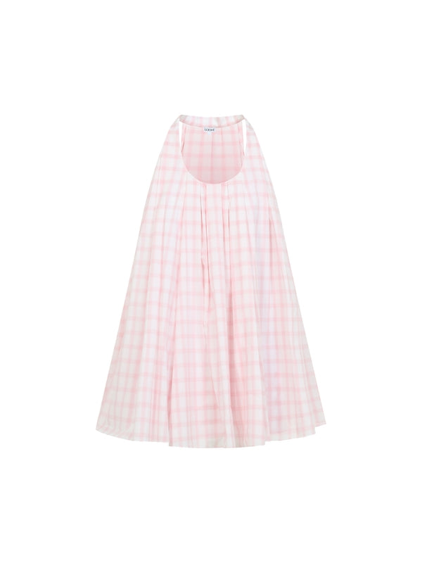 Trapeze Check Pattern Mini Dress