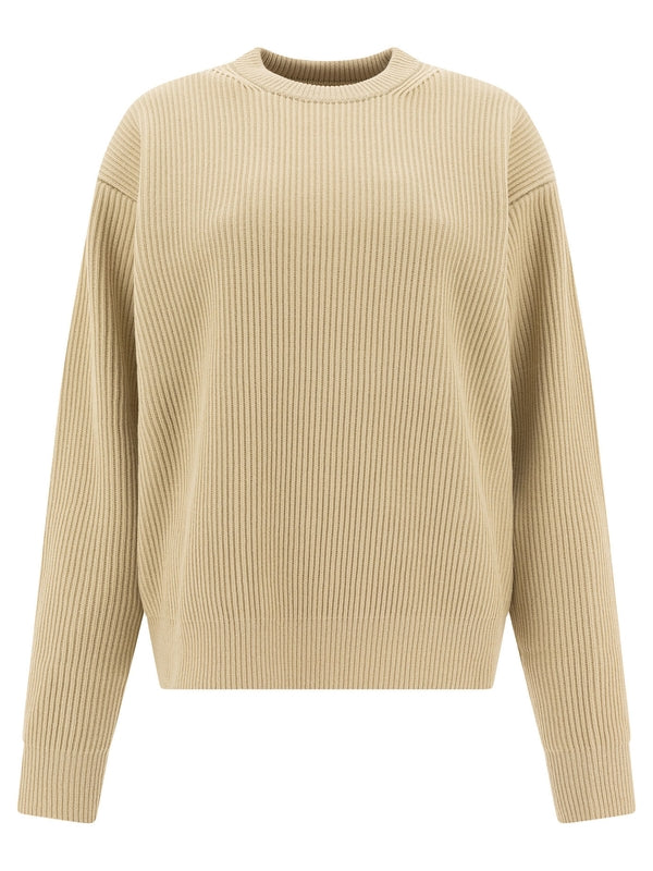Crew Neck Ribbed Wool Knit