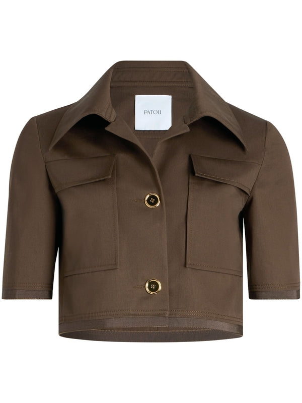 Front Pocket Crop Cotton Jacket