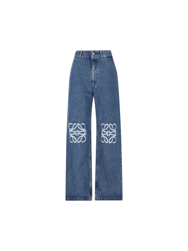 Anagram Back Logo Patch Cotton Denim Pants