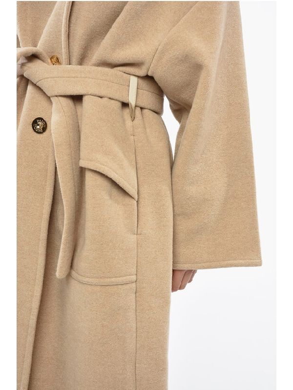 Back Logo Belted Wool Coat