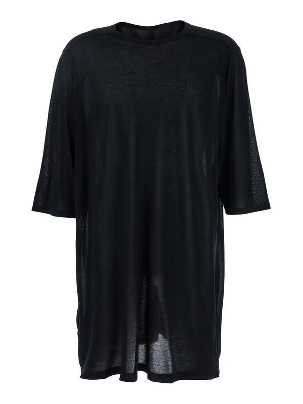 'Jumbo' Black Round Neck T-Shirt in Cotton Man Half Sleeve