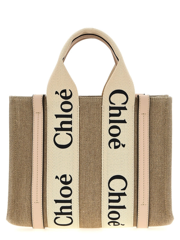 Woody Logo Linen Tote Bag