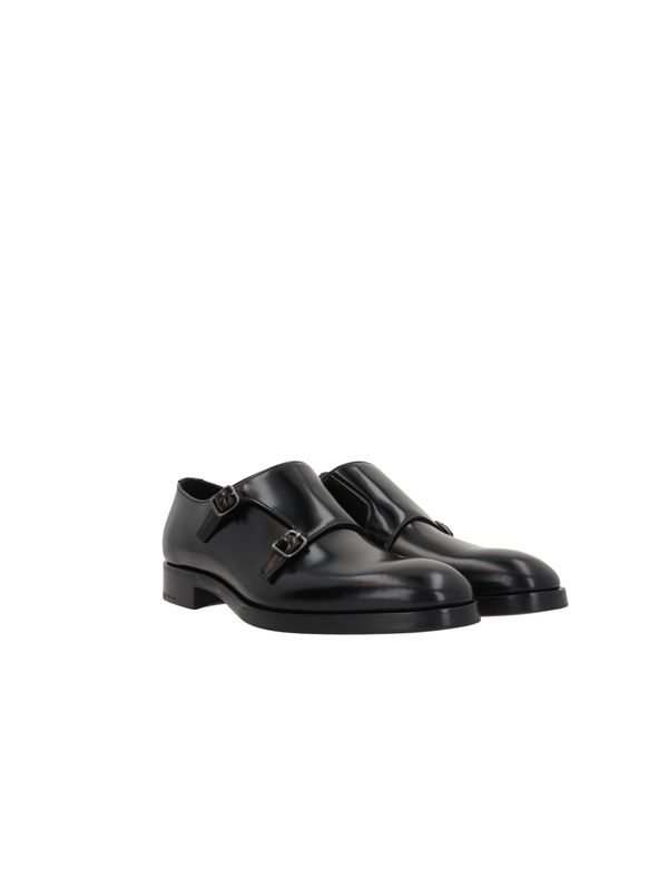 Black Leather Monkstrap Shoes