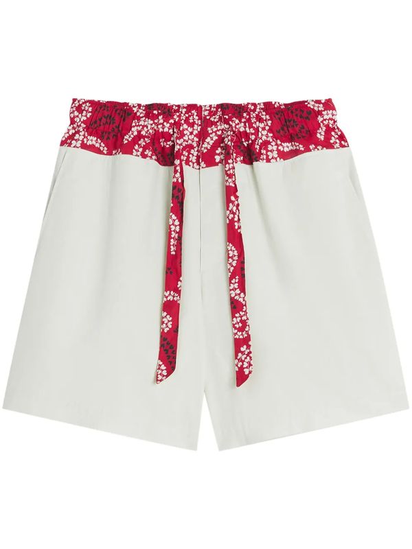 Flower Detail Drawstring Cotton Shorts