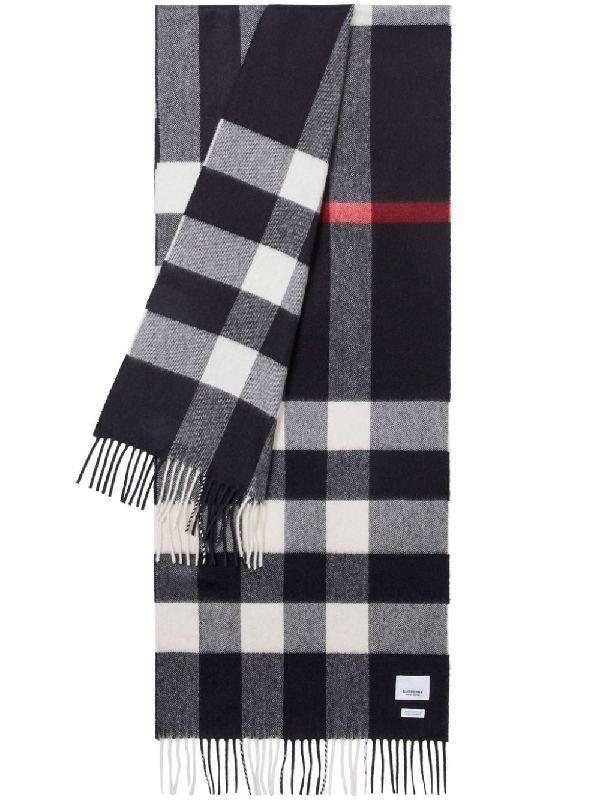 Check Cashmere Fringe Muffler