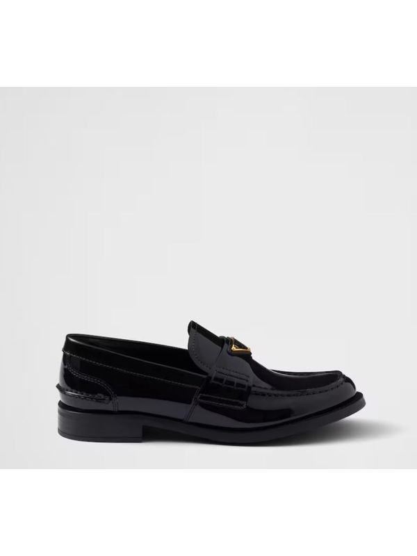 Triangle Logo Patent Leather Loafers