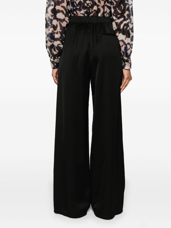 Waist Banding Wool Blend Wide Pants