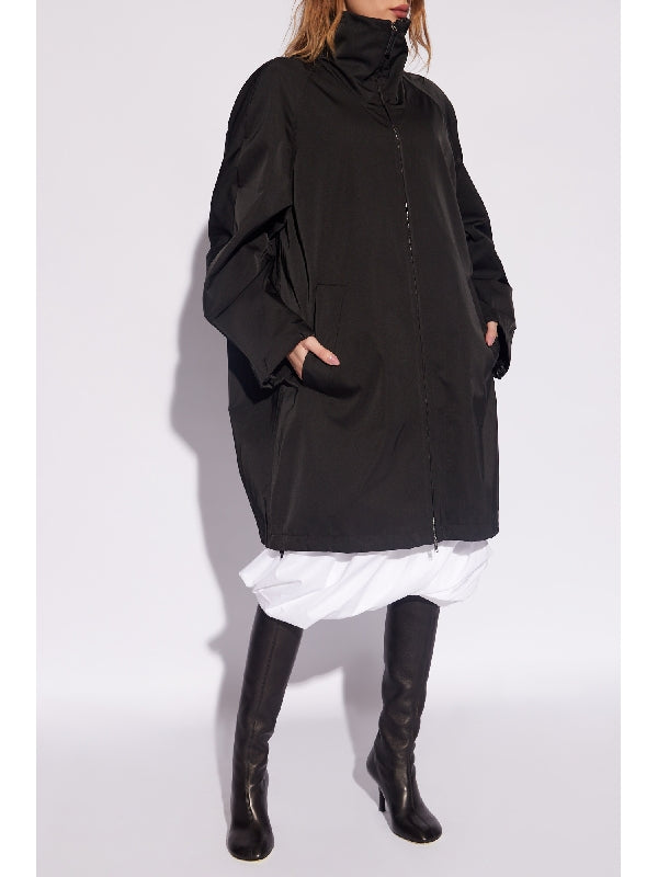 Back Pleat
  Panel High Neck Parka