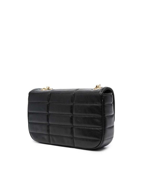 Metal Logo Quilted Leather
  Chain Shoulder Bag